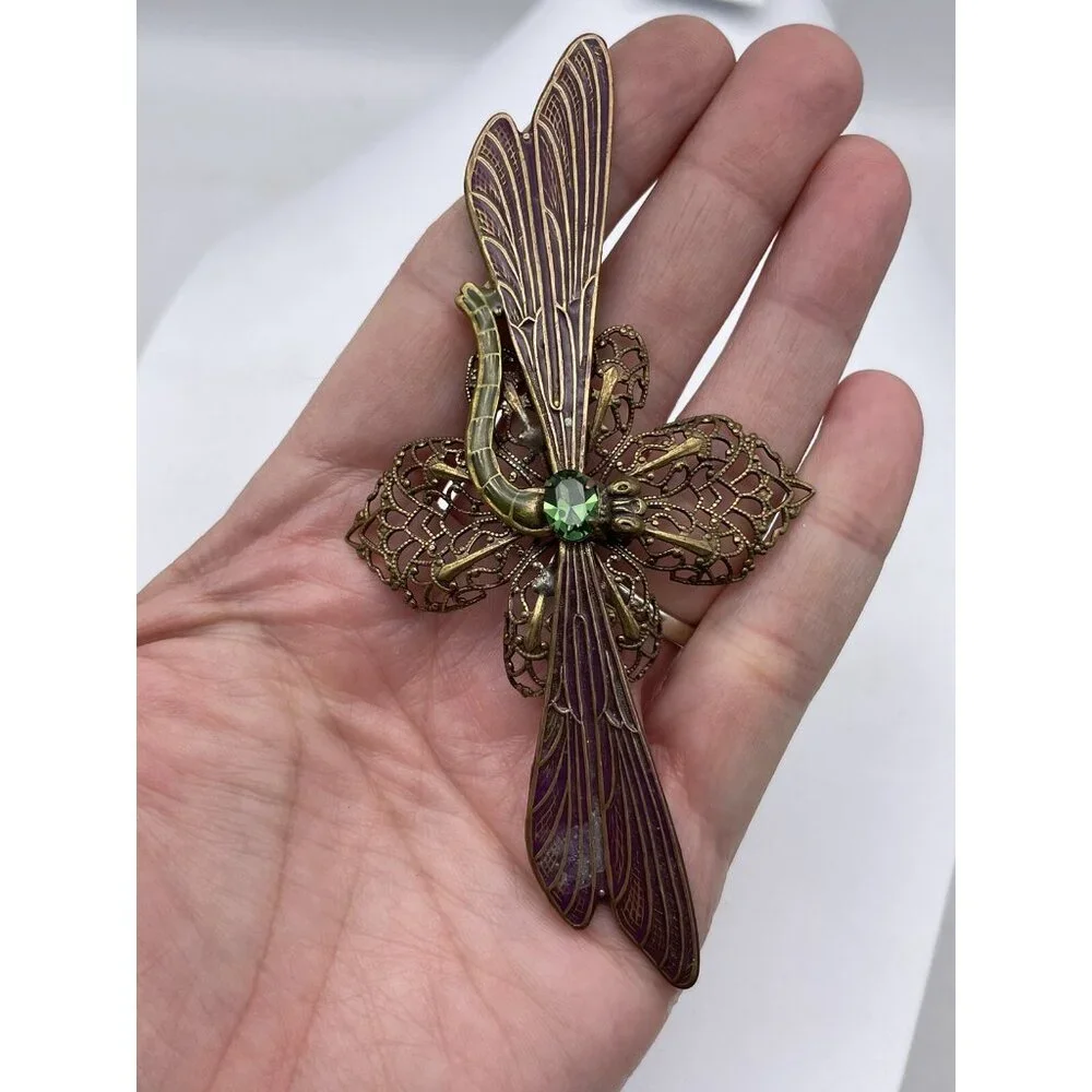 Vintage Sadie Green Signed Dragonfly Brooch Pin